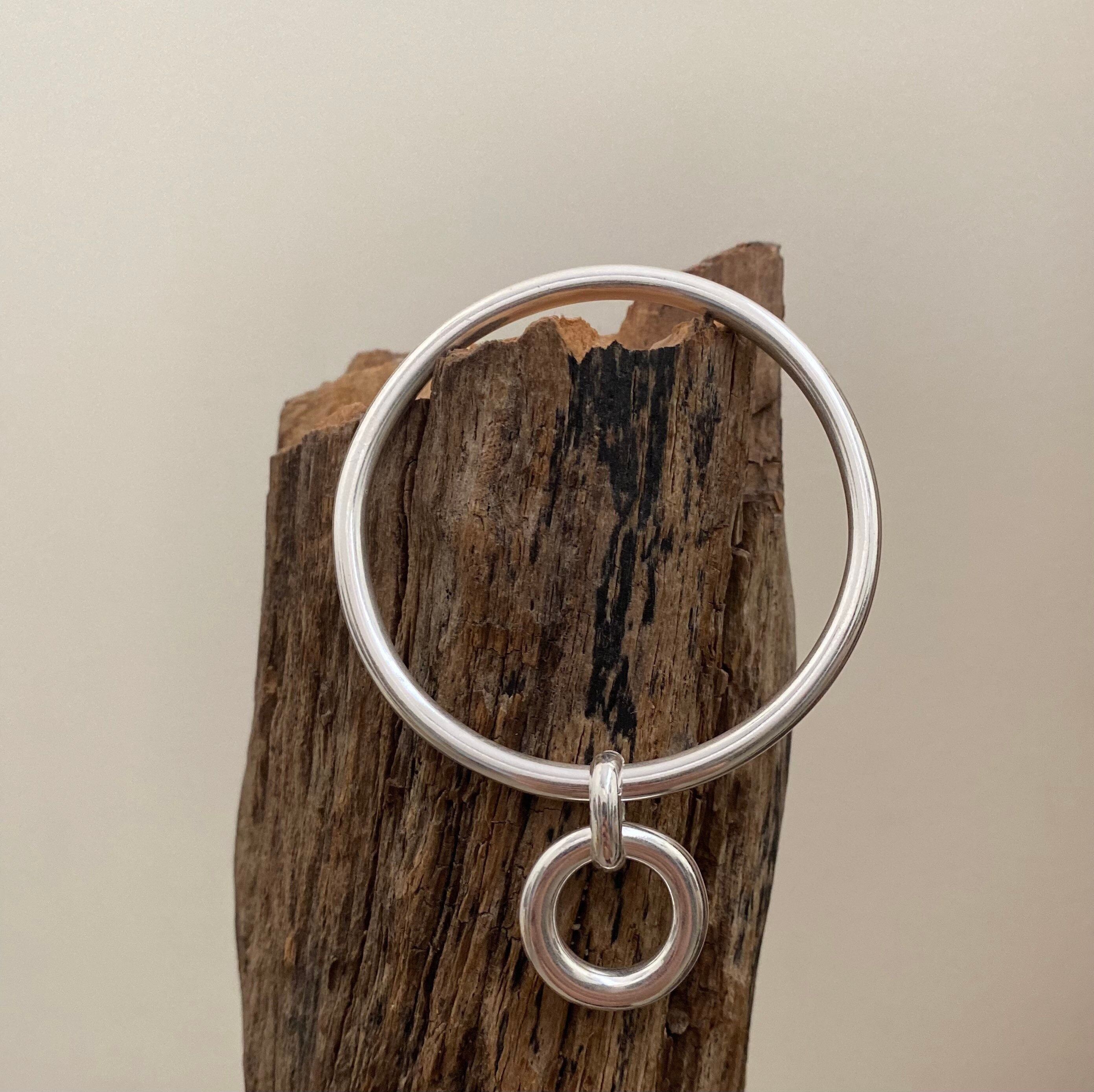 Bracelet jonc rond creux argent 10 microns