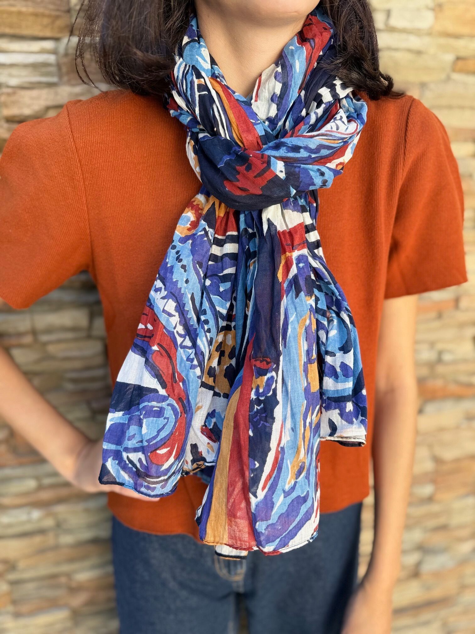 Bufanda unisex de algodón en color otoño 2025