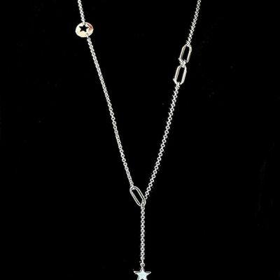 Collar de lona plateada y eslabones ovalados