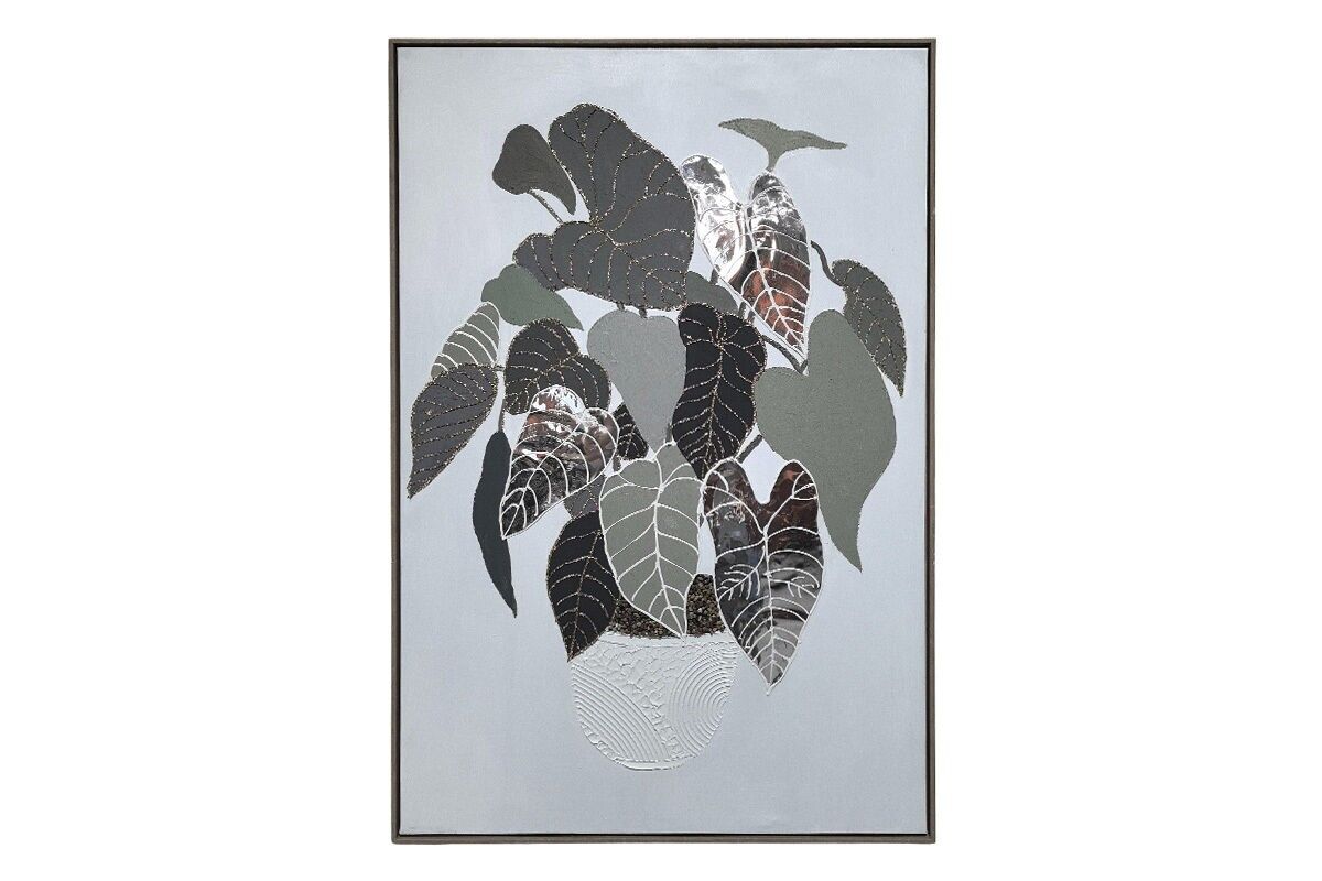 TA7123 - DIPINTO CON FOGLIE A SPECCHIO STRUTTURATO - GALLERIA