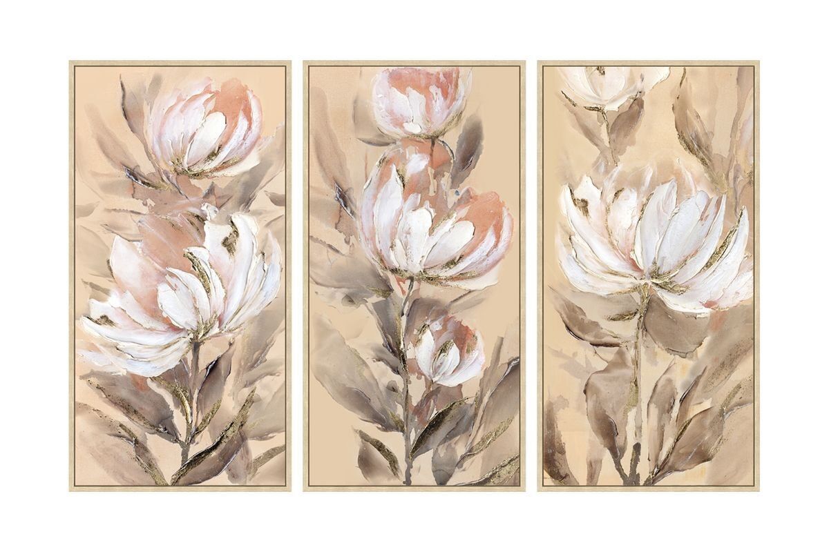 TA7125 - 3 PEZZI DIPINTO CON TEXTURE DI PEONIE - GALLERIA