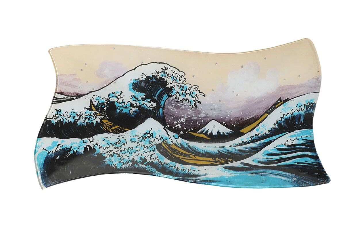 RECHTECKIGE PORZELLANSCHALE MIT HOKUSAI-WELLENDEKOR - ACAPULCO