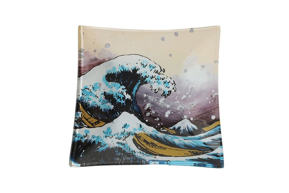 QUADRATISCHE PORZELLANSCHALEN MIT HOKUSAI-WELLENDEKOR - ACAPULCO