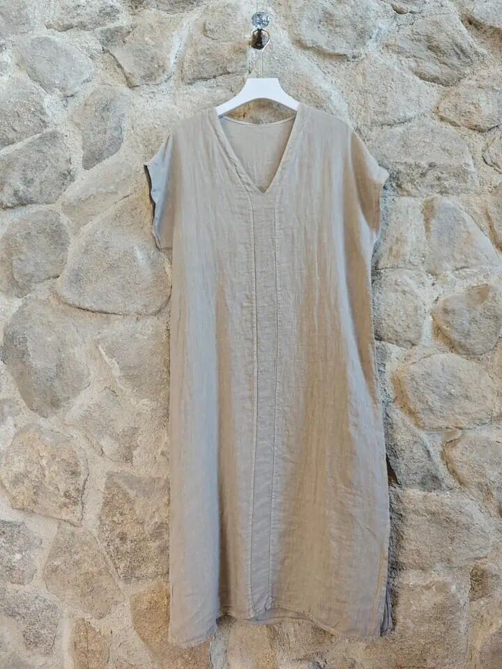 RIF 14920 ABITO IN LINO A MANICHE CORTE 100%