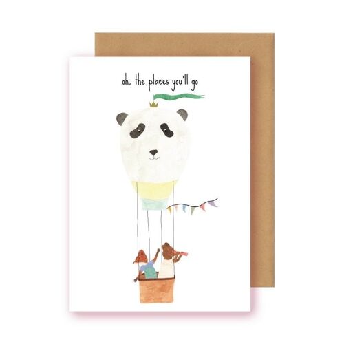 Postkaart - luchtballon panda