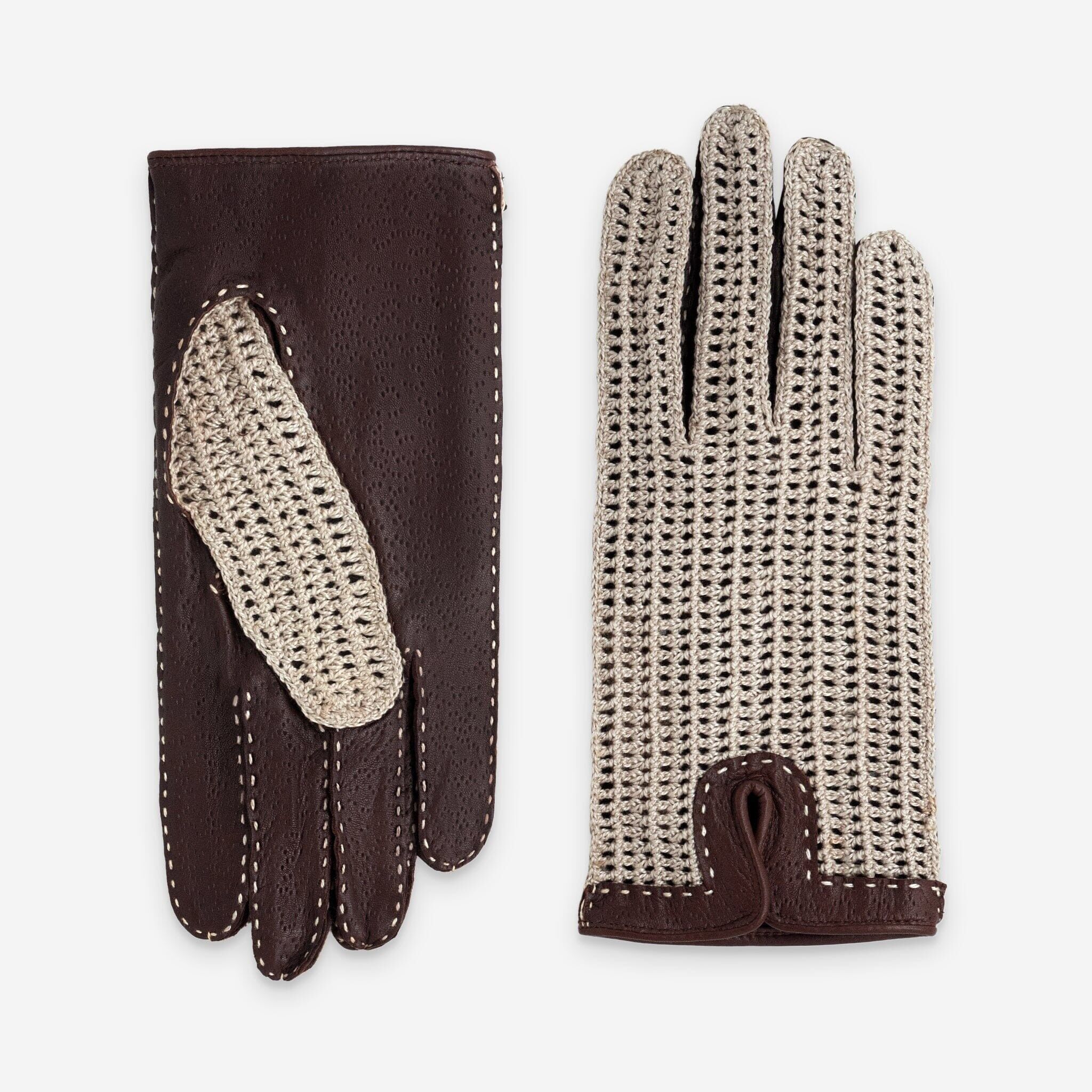 Gants crochet coton cuir agneau-non doublé-21188NF