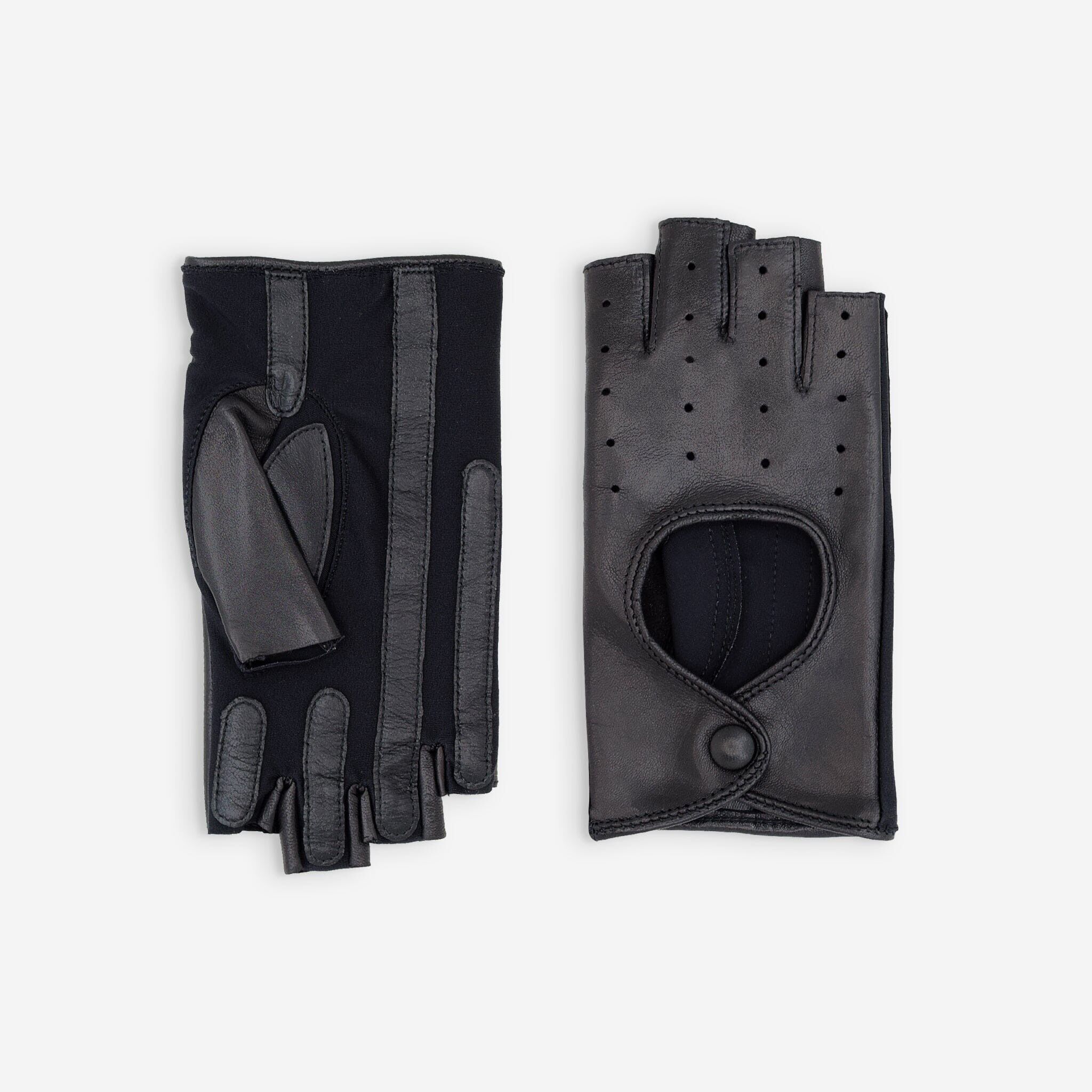 Gants de conduite, mitaines flexicuir-agneau-spandex-non doublé-11134NF