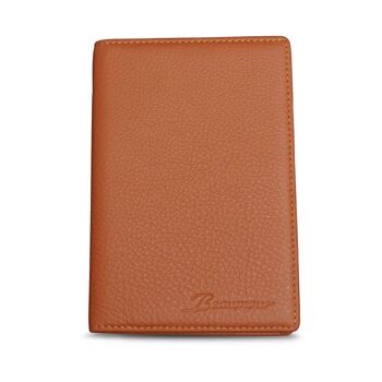 Etui passeport portefeuille en cuir Marron 2