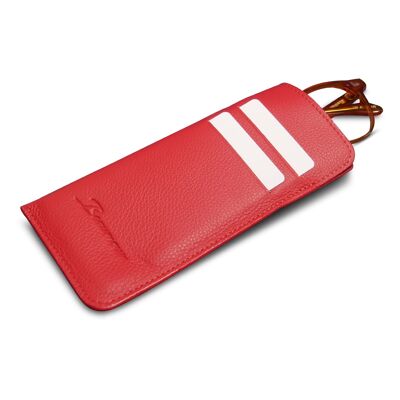 Glasses case & card holder in red leather