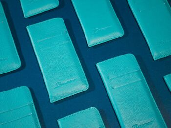 Etui à lunettes & porte-cartes en cuir Turquoise 3