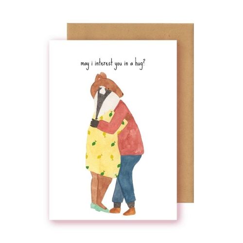 Postkaart - may i interest you in a hug?