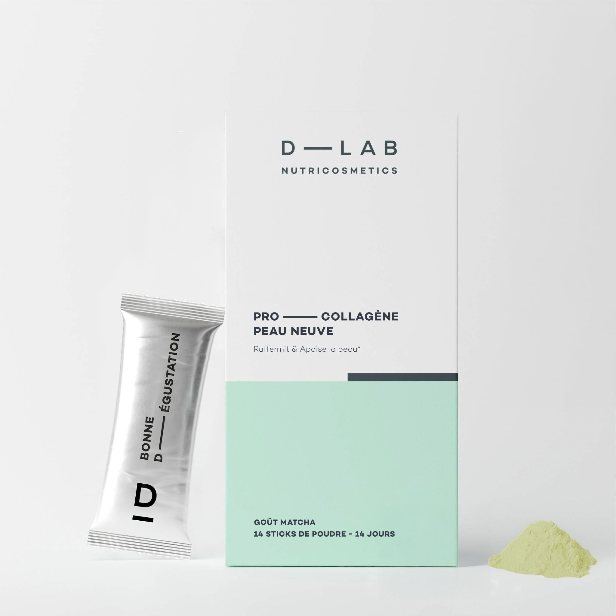 Pro-Collagène Peau Neuve Matcha 14 sticks - Raffermit & Apaise la peau - Compléments Alimentaires