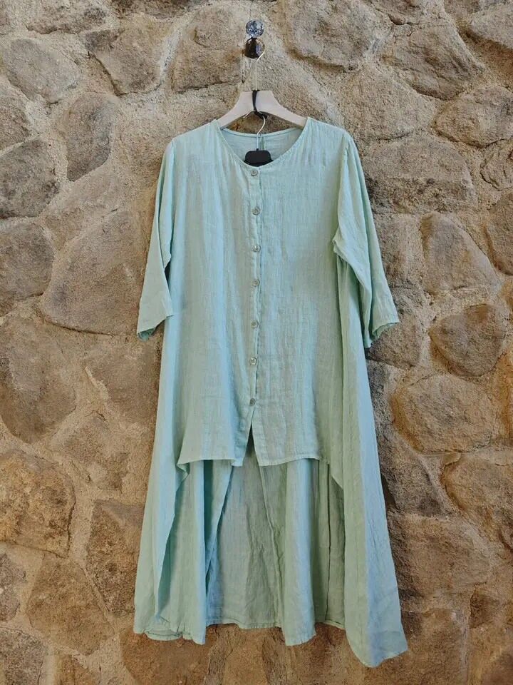 RIF 17261 COMPLETO BLUSA E PANTALONI IN LINO 100%