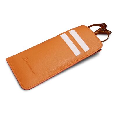 Orange leather glasses and card case