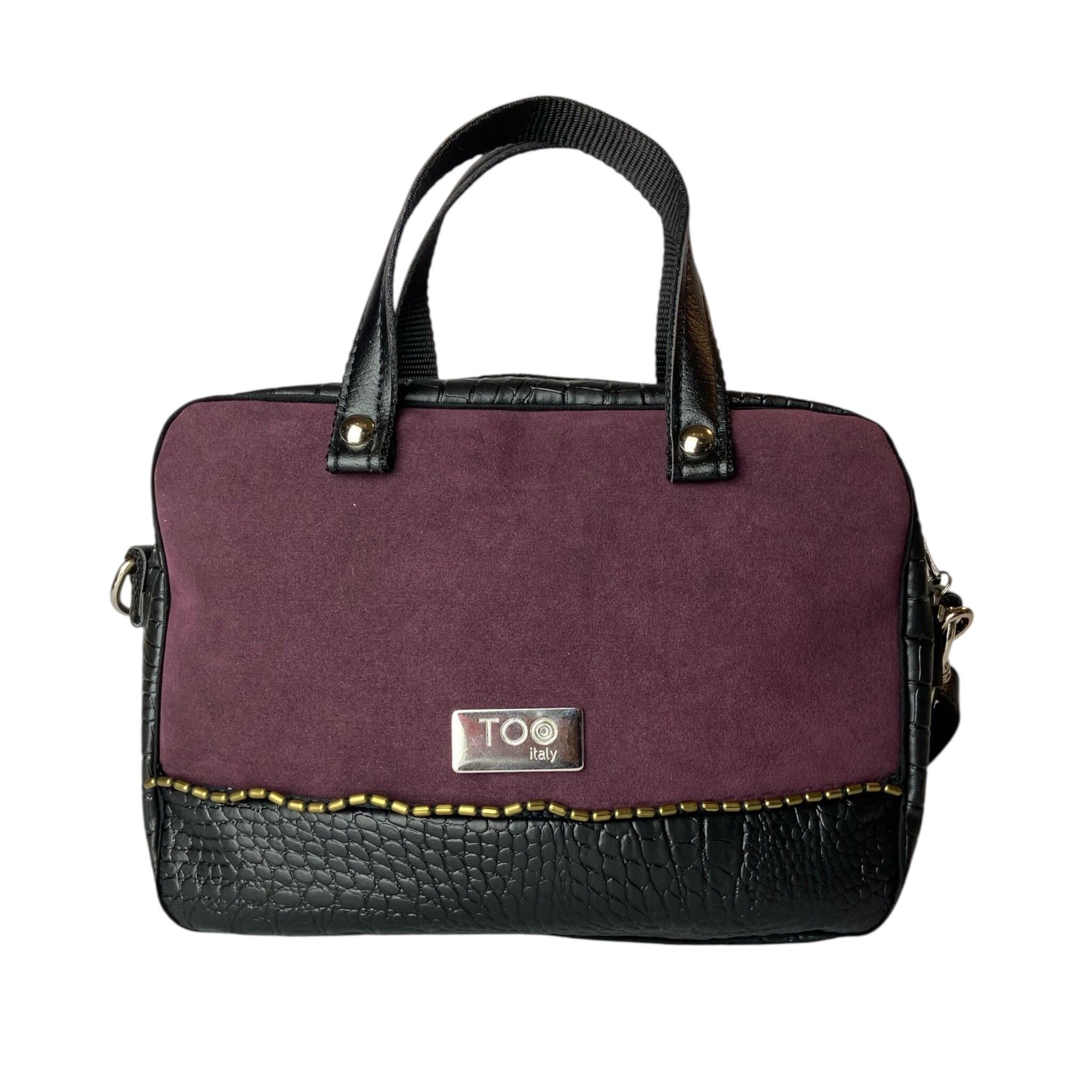 Camera Bag Noir & Bordeaux - Damen Handtasche und Umhängetasche