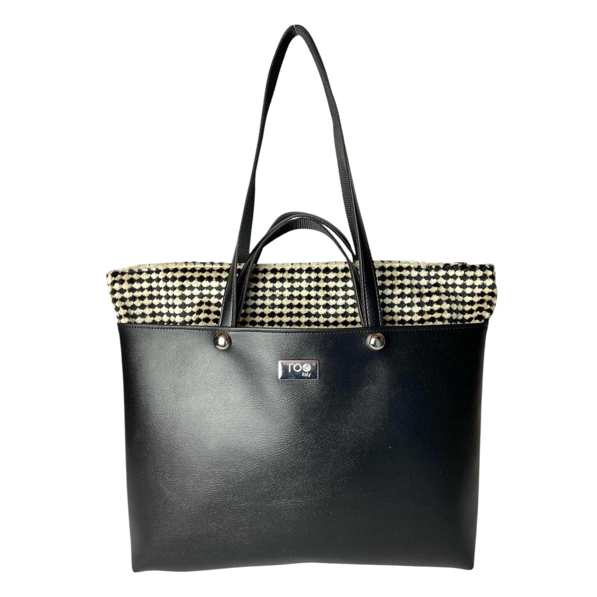 Black & Pied de Poule Shopper - Damenhandtasche und Umhängetasche