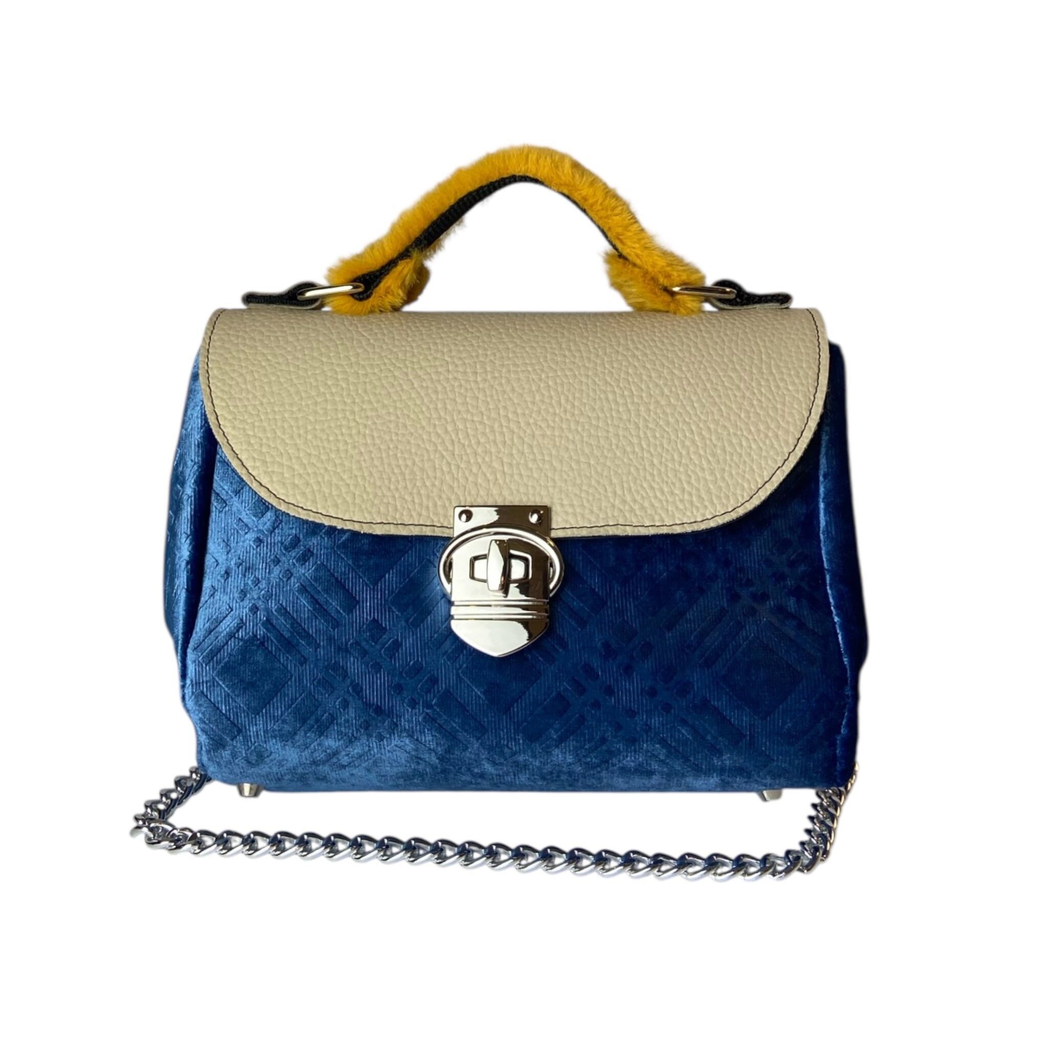 Mini Miura Blau & Creme - Damenhandtasche und Umhängetasche