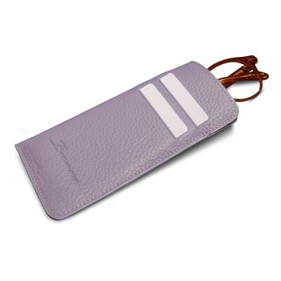 Lavender leather glasses and card case