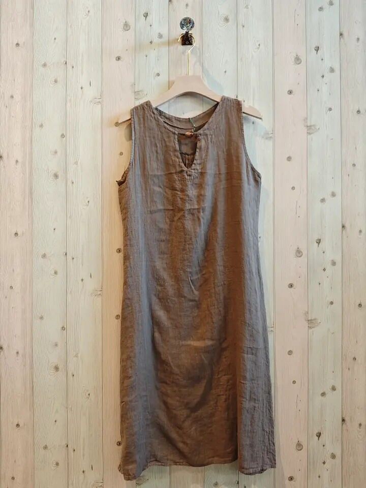 RIF 17364 ABITO IN LINO 100% CON MANICHE A GIROCOLLO E SCOLLO AD ANELLO