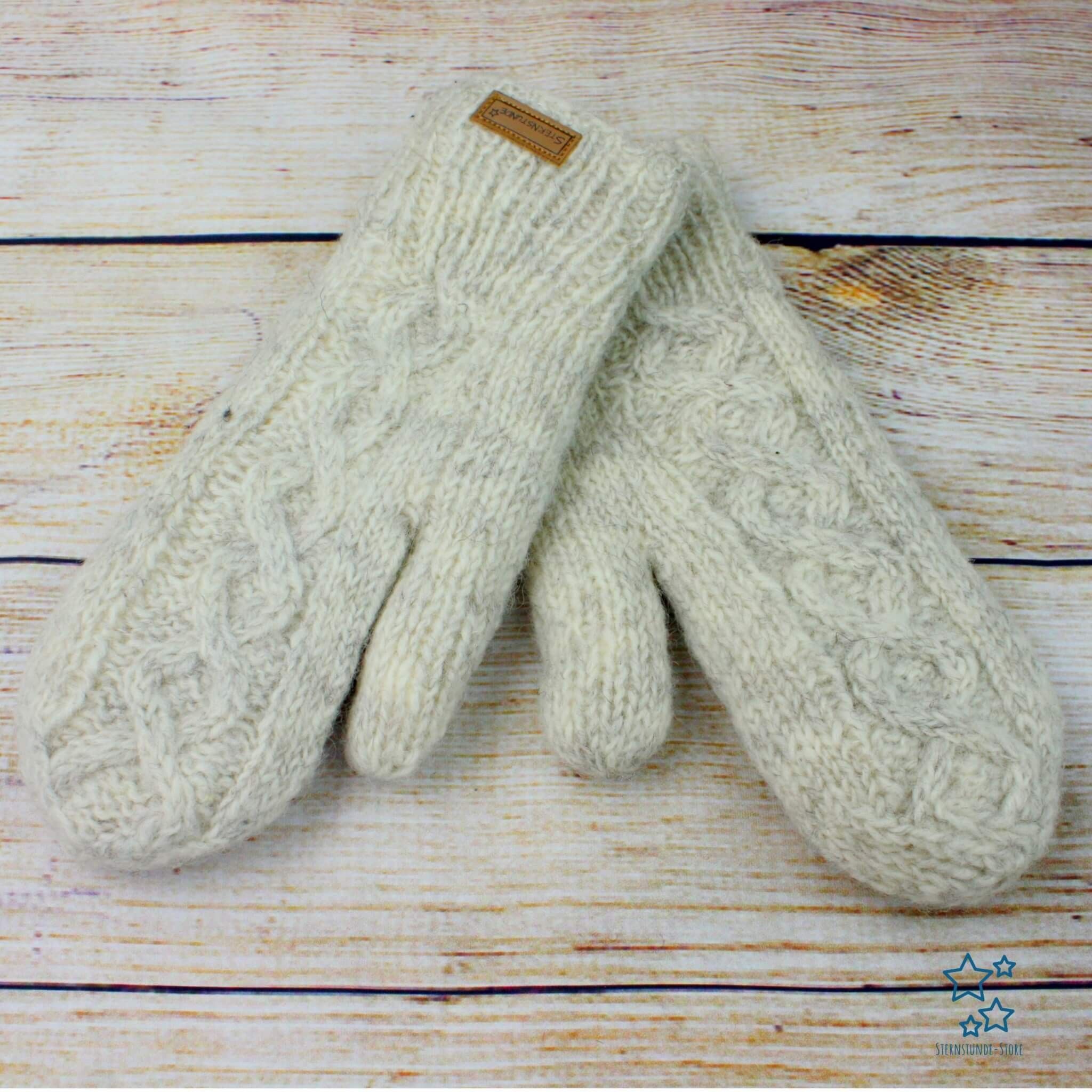 Handgestrickte Fäustlinge aus Wolle für Damen (Modell „Emma“)