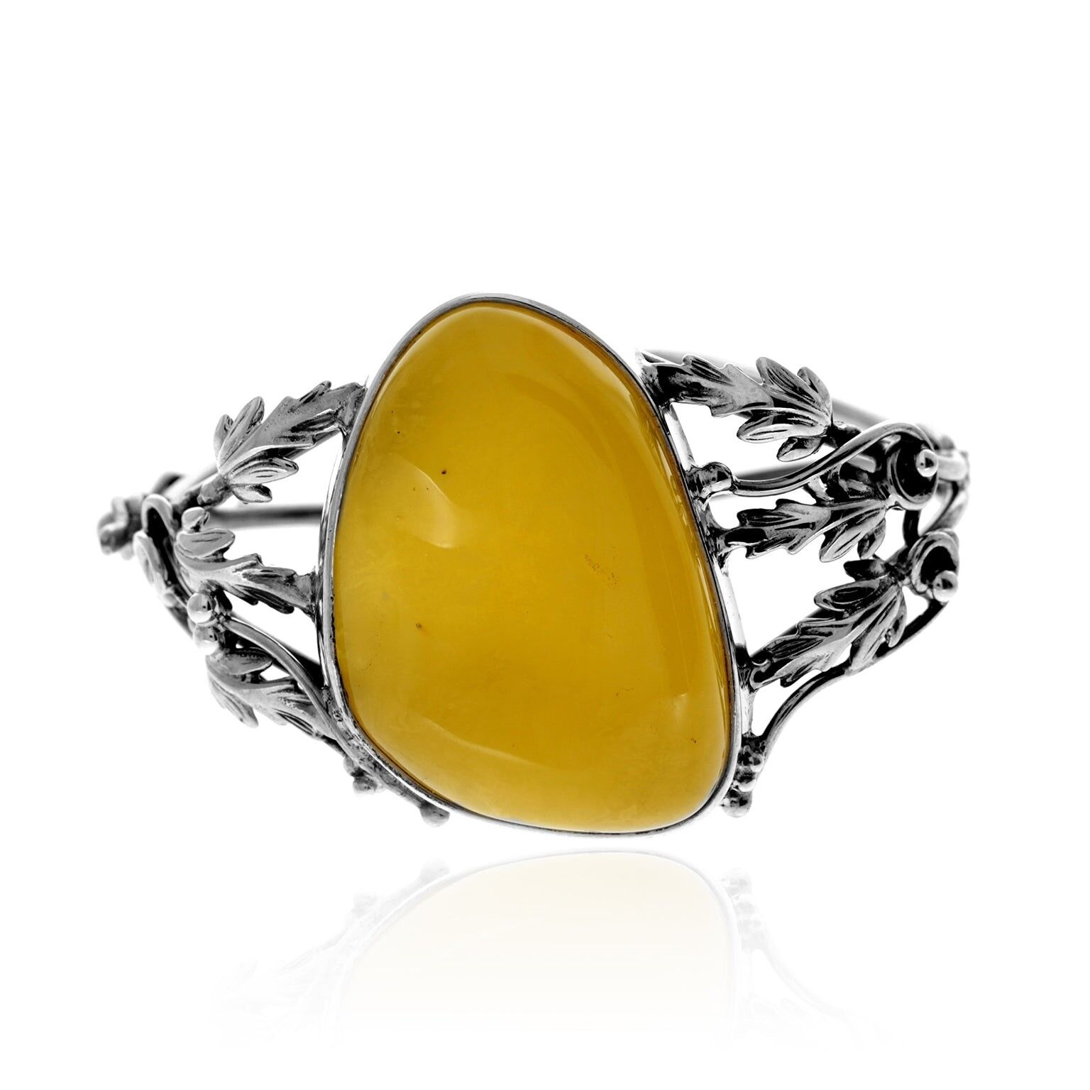 Exklusiver Armreif aus 925er Sterlingsilber und echtem baltischen Zitronenbernstein – BL0199