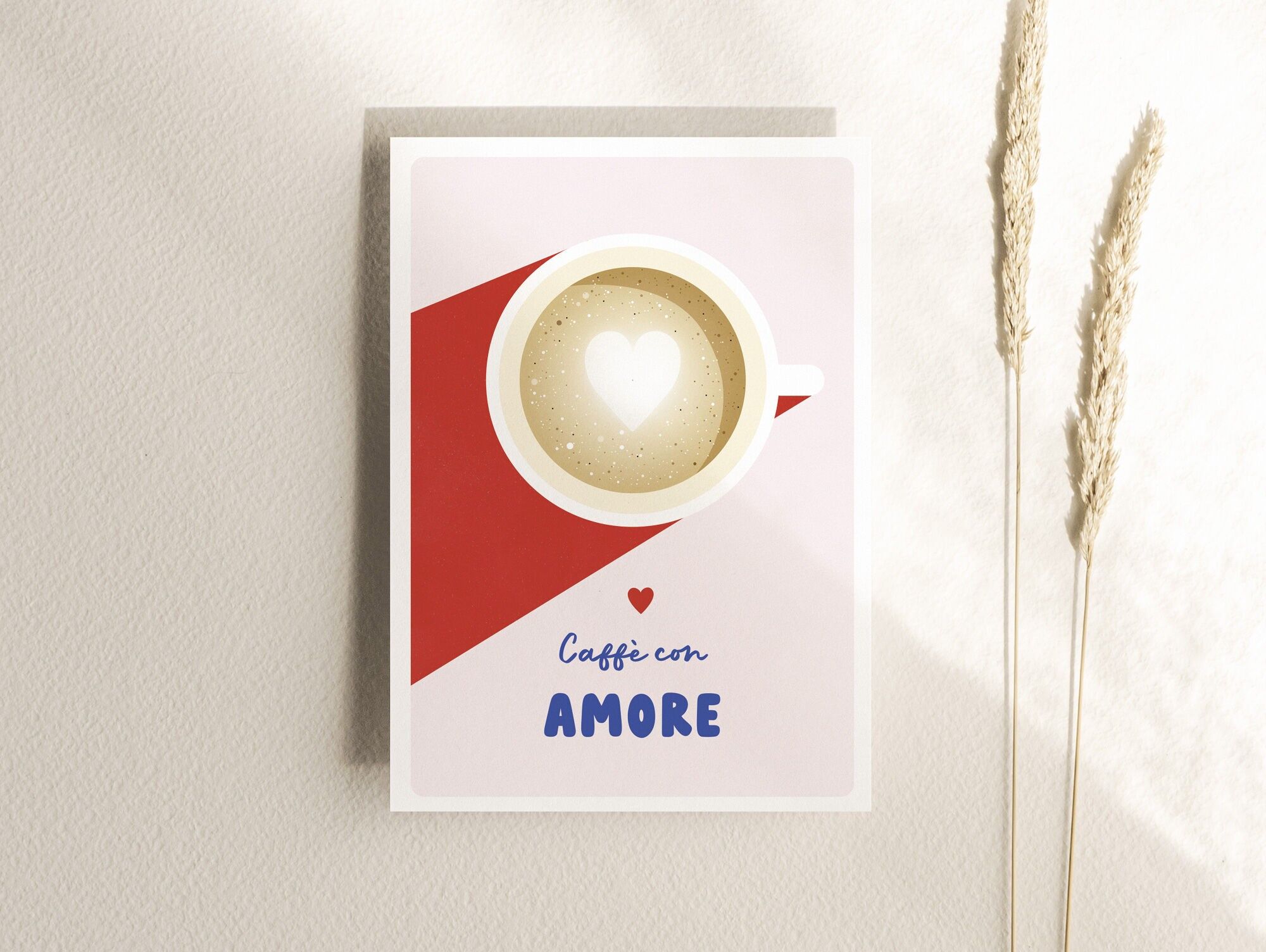 Card CAFFÉ CON AMORE, postcard, greeting card, love & coffee