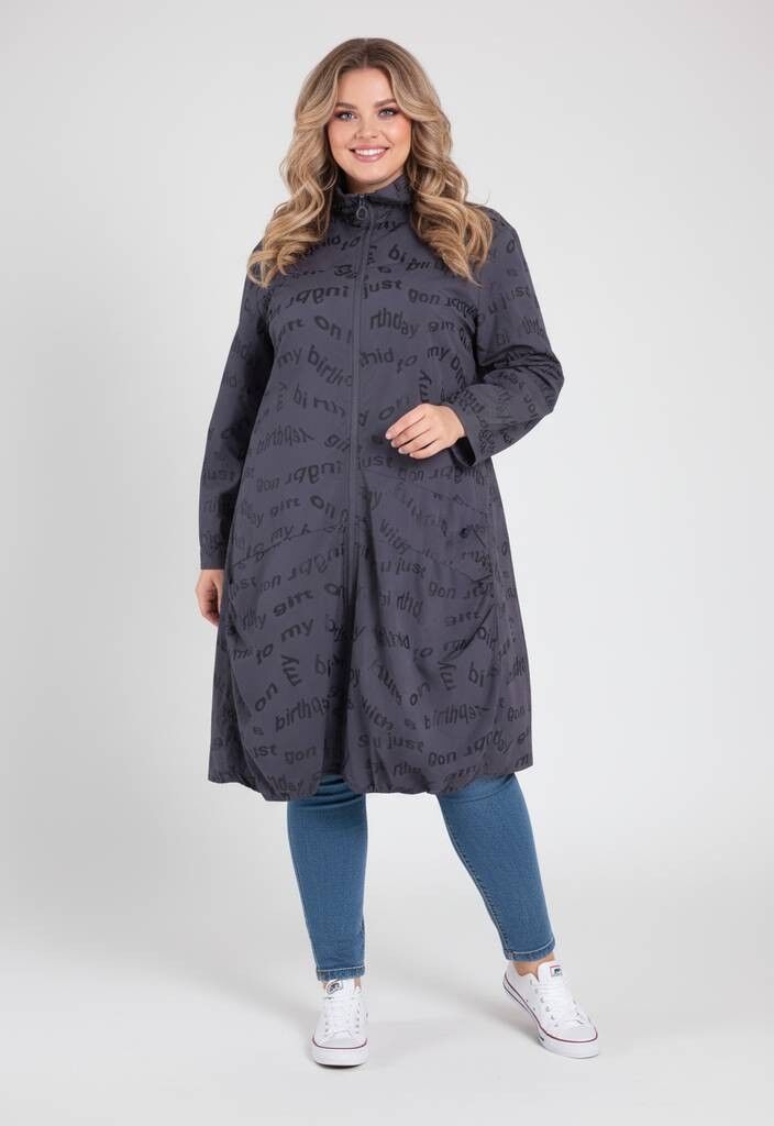 Veste grande taille imprimé gris (C6501)