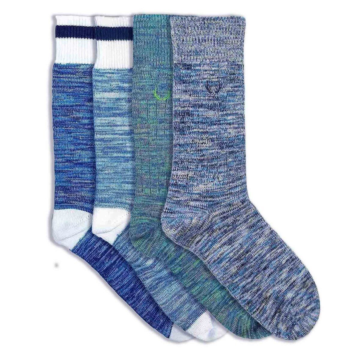 4 Paar Socken aus Bio-Baumwolle in meliertem Marineblau und Grün