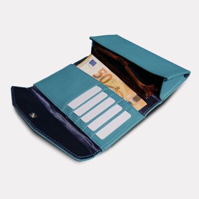 Turquoise leather glasses case wallet