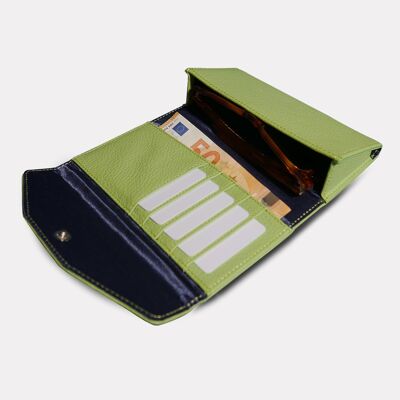 Green leather glasses case wallet