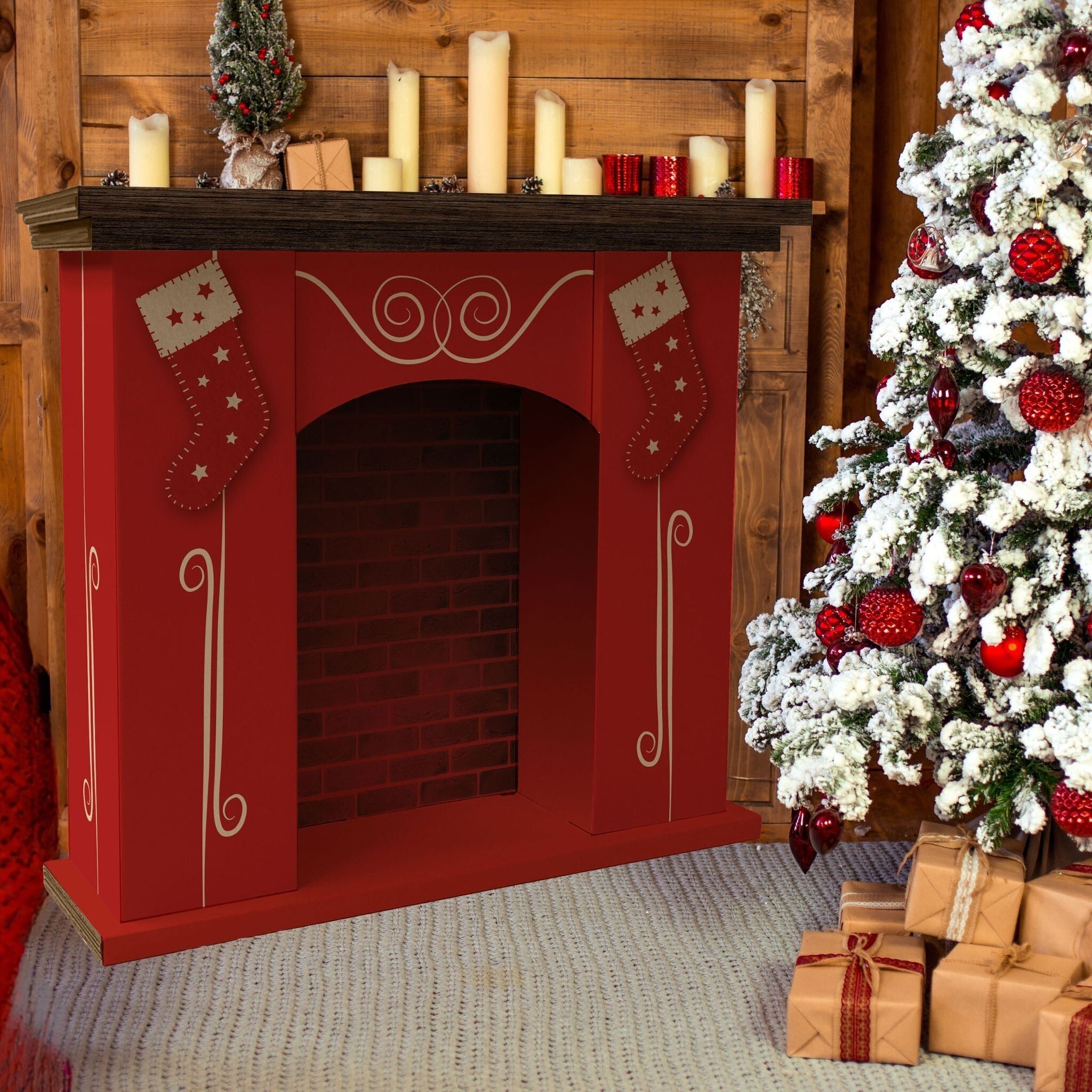 Chimenea de cartón ecológica para escaparates navideños