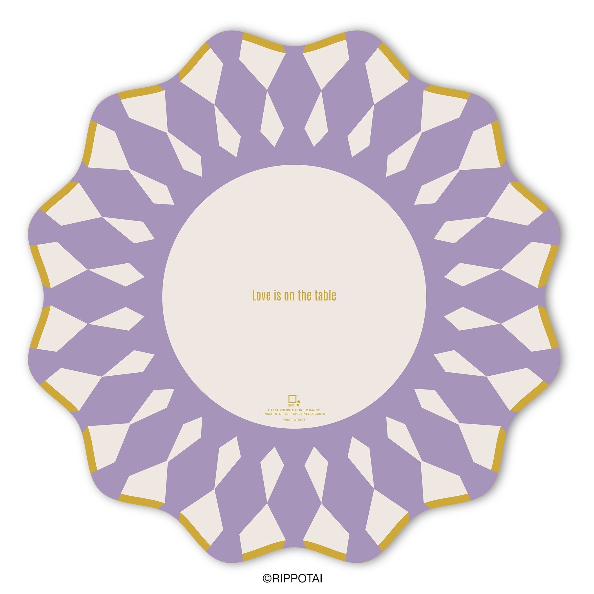 Sets de table en papier lavables élégants violets - Lot de 3 sets de table + 3 sous-verres