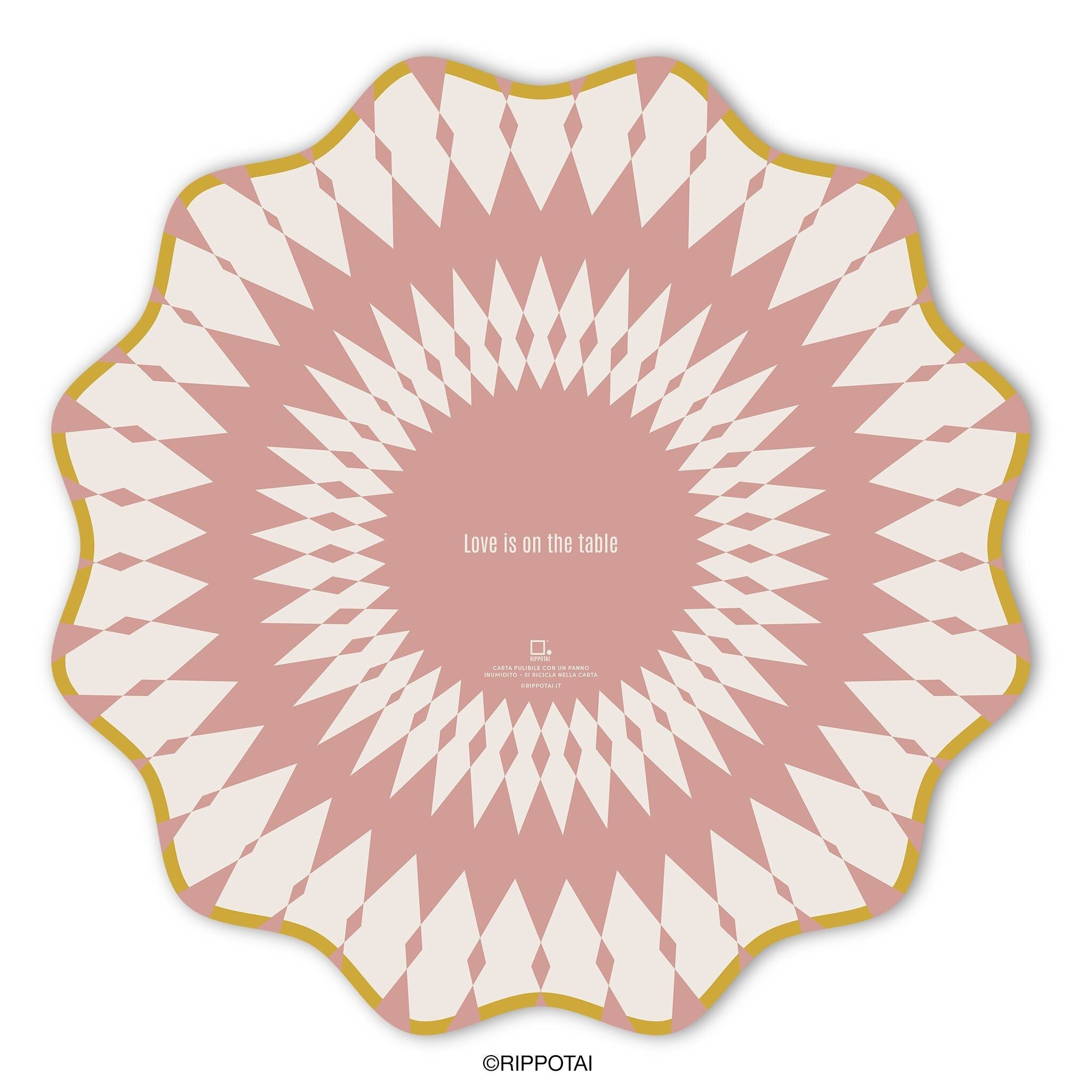 Pink Elegant Cleanable Paper Placemats - Set of 3 Placemats + 3 Coasters