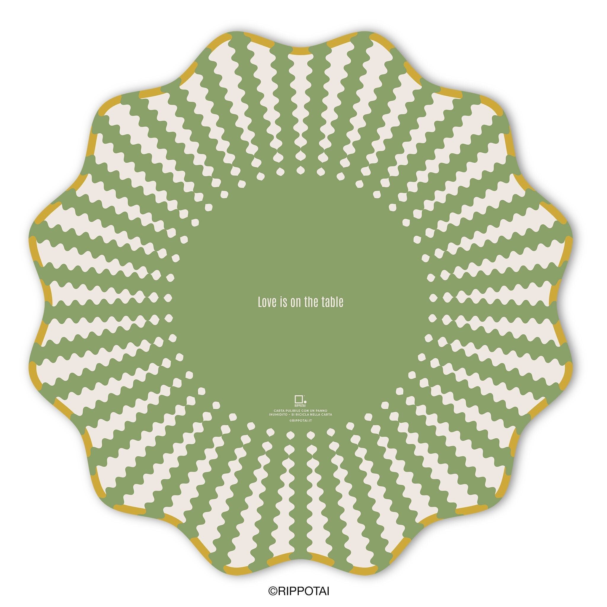 Victoria Sage Green Elegant Placemats - Set of 3 Placemats + 3 Coasters