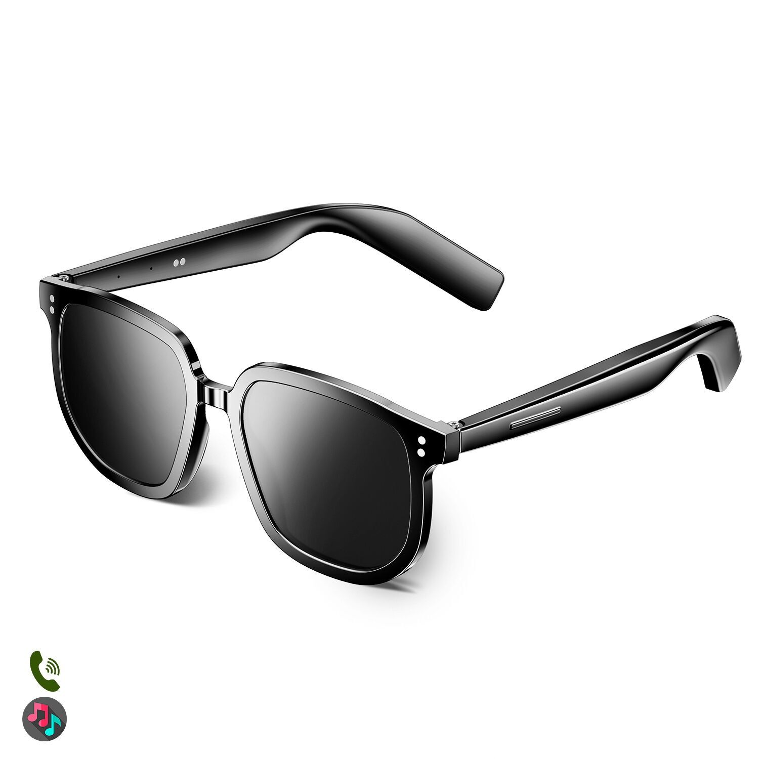 Occhiali intelligenti V1 PRO, controllo chiamate Bluetooth, assistente vocale, controllo remoto della fotocamera, filtro solare con protezione CAT.3 Colore: Nero