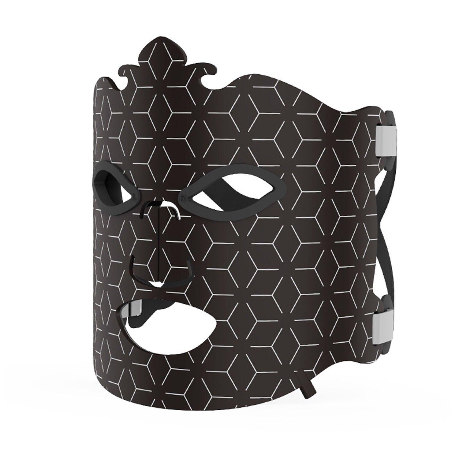 Maschera facciale in silicone con trattamento luminoso a LED, 7 colori, 5 livelli di intensità e telecomando. Colore: Nero