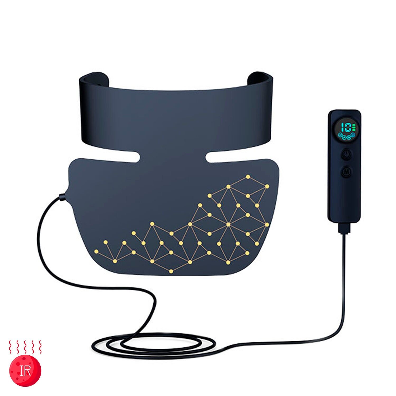 Maschera per il collo con terapia della luce a LED con 4 colori e luce infrarossa. Colore: Nero