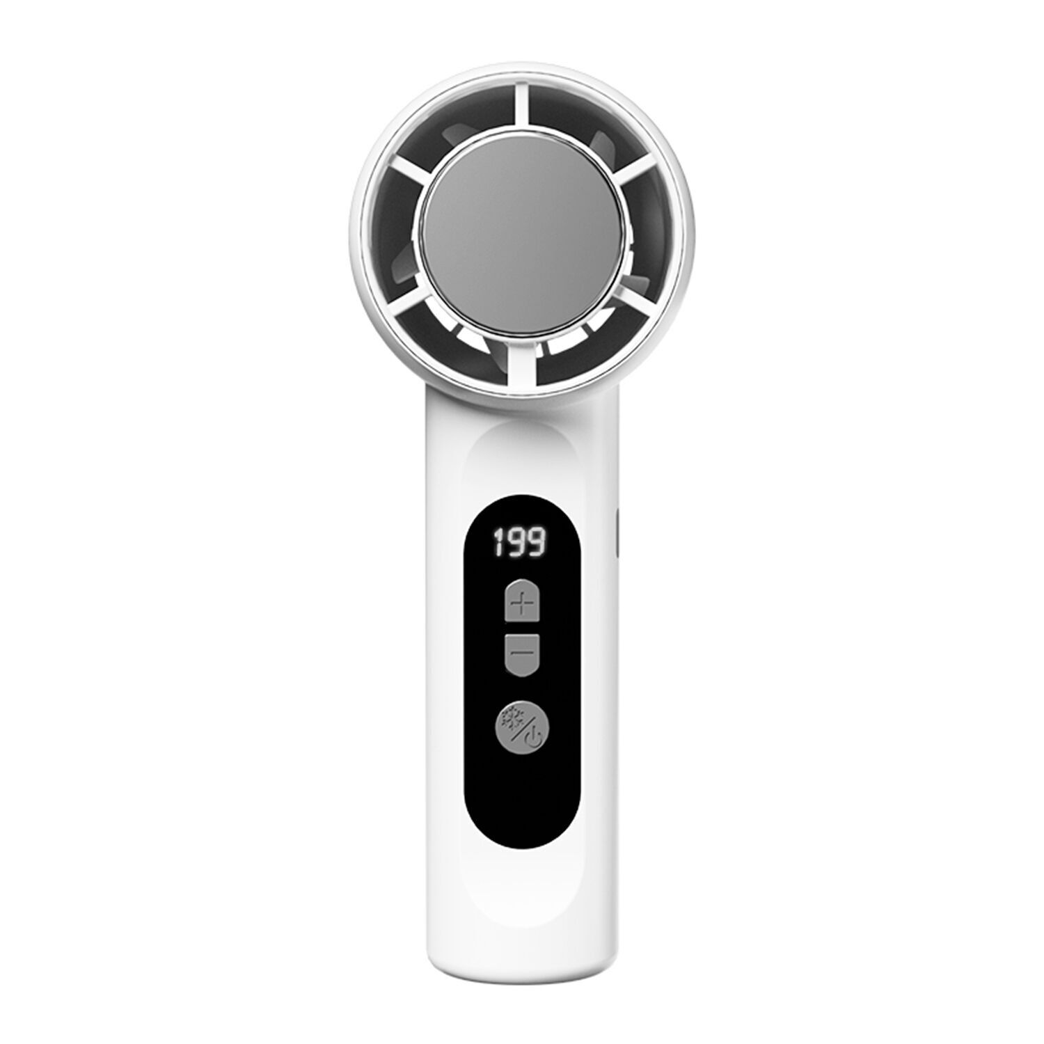 Mini ventilatore portatile ricaricabile con 5 velocità principali e pannello di raffreddamento.Colore: Bianco