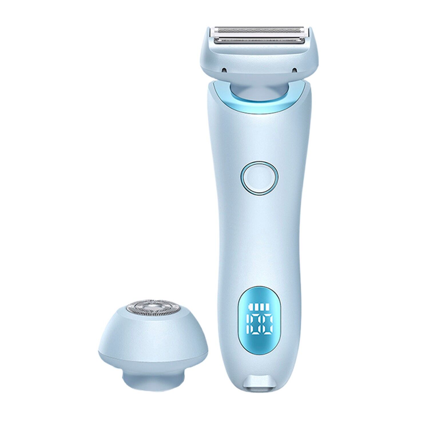 Epilatore 2 in 1 con testina dritta e rotonda.