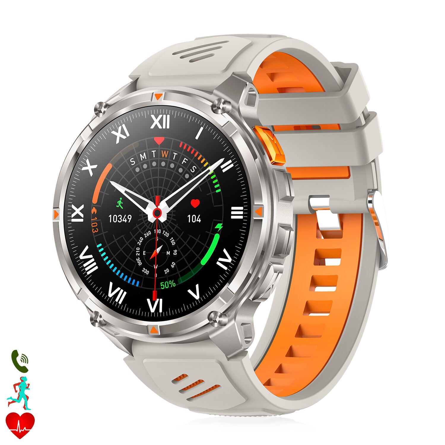 Montre intelligente QS35 avec IA, plus de 100 modes sportifs. Batterie longue durée de 1100 mAh et lampe de poche.