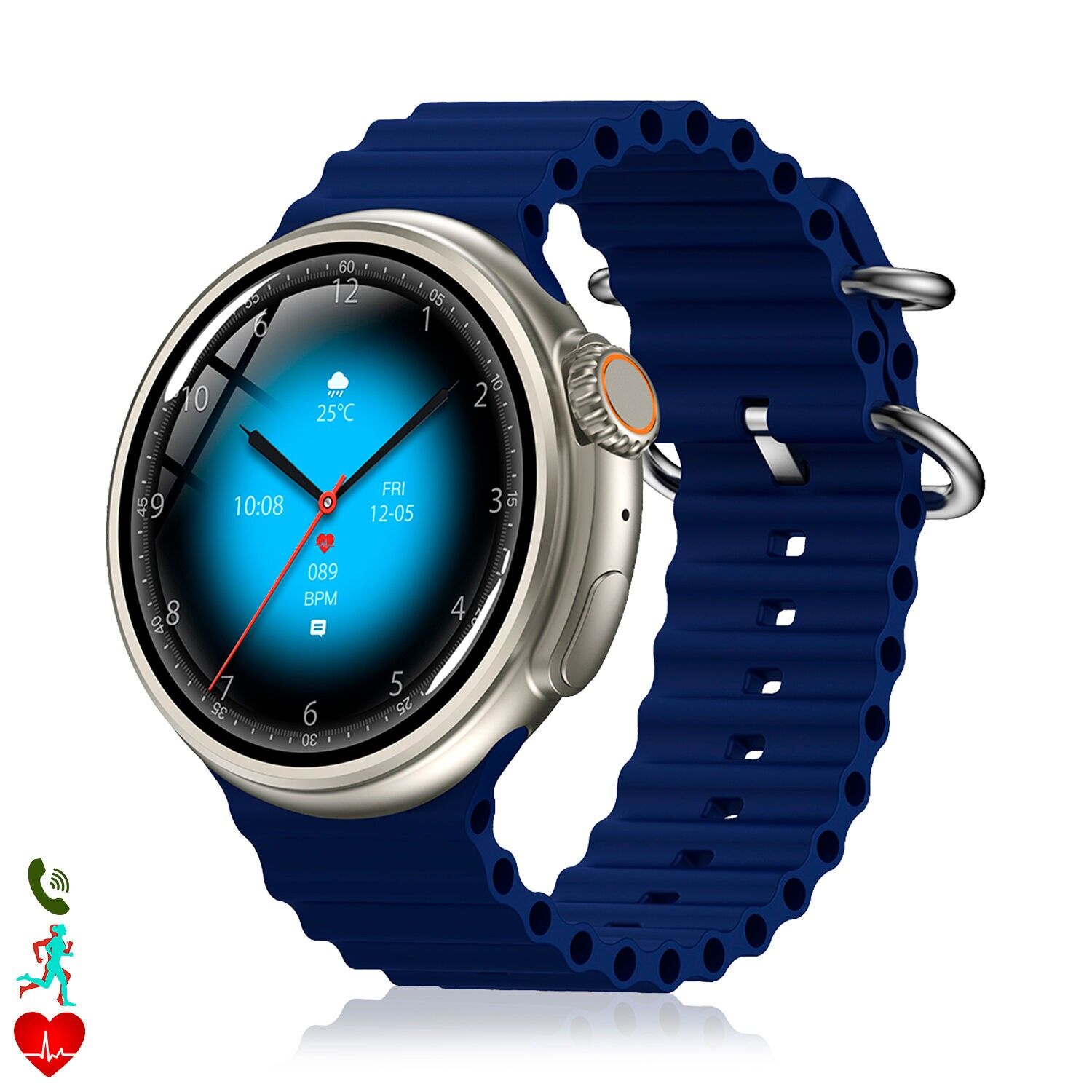 Montre connectée Z13 ULTRA avec couronne multifonction intelligente, avec 20 modes sportifs et moniteur de santé. Avec deux sangles en silicone.