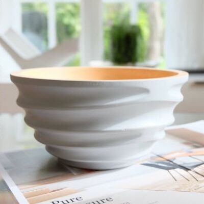 Wooden bowl - fruit bowl - salad bowl - model Twist - gray - M (Øxh) 20cm x 10cm