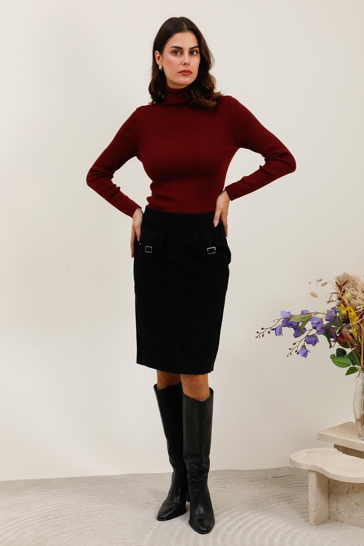 Gonna in pelle scamosciata - 03103