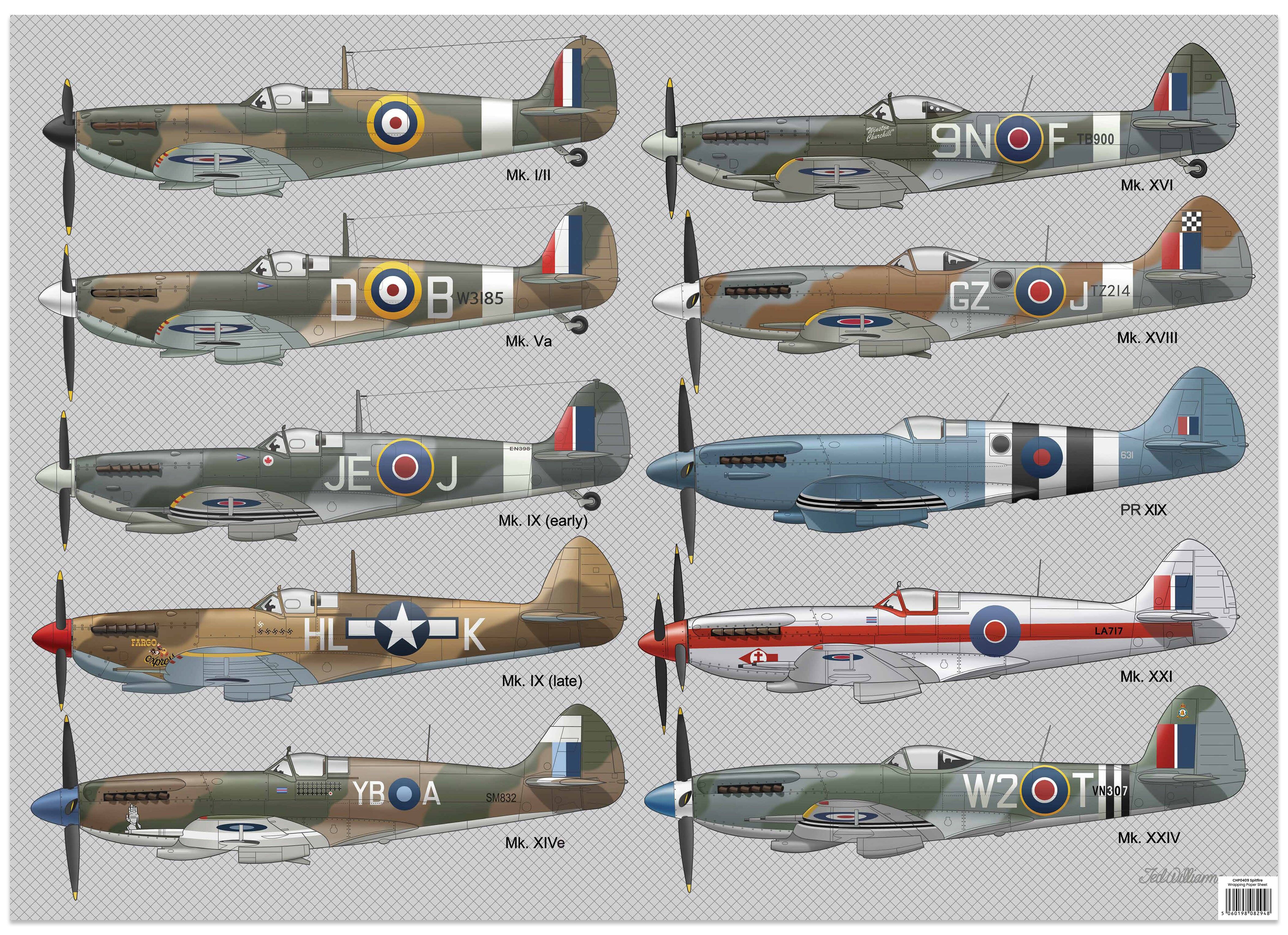 Spitfire-Geschenkpapier, 100 g/m², 25 Blatt