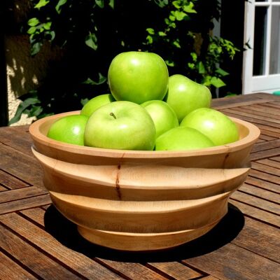 Wooden bowl - fruit bowl - salad bowl - model Twist - natural - XL (Øxh) 30cm x 15cm
