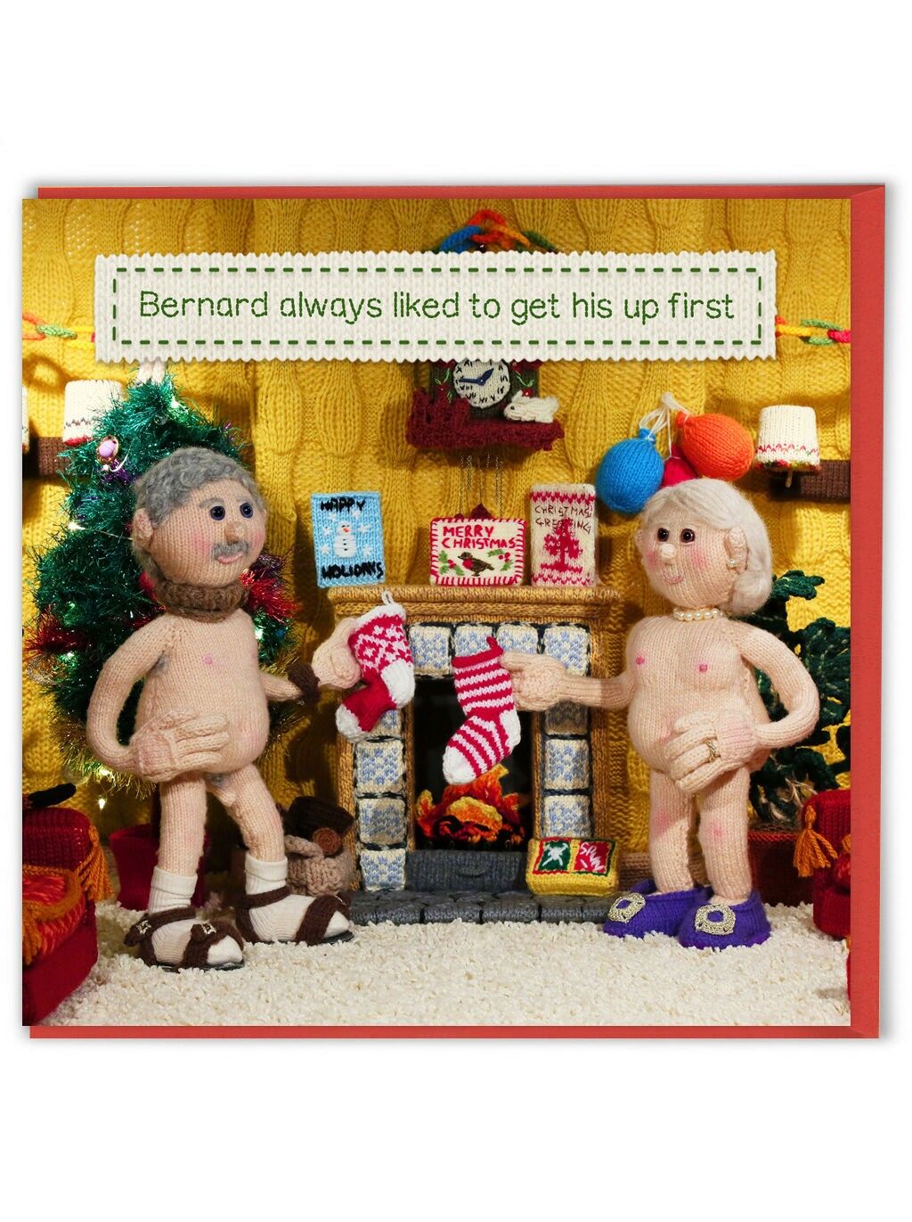 Divertente biglietto di Natale - Gets His Up First di Nudinits