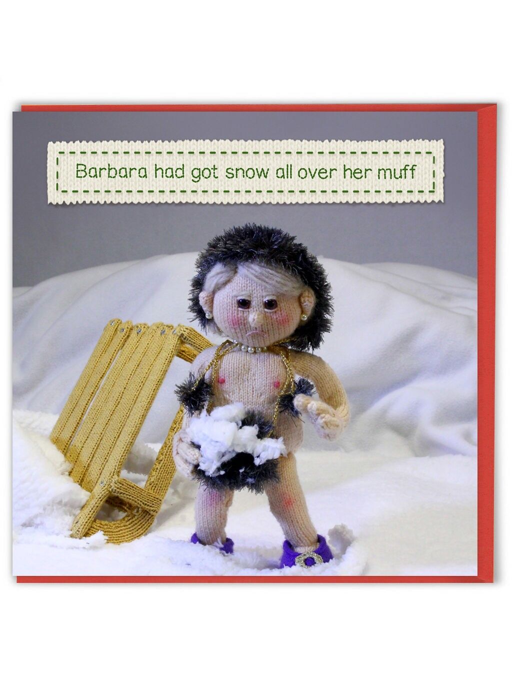 Divertente biglietto di Natale - Snow On Muff di Nudinits