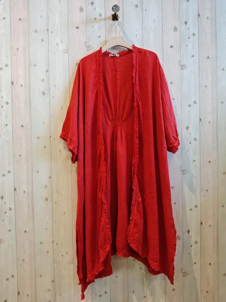 RIF 60525 CARDIGAN CON FRANGE IN 100% LINO