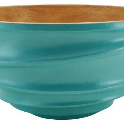 Wooden bowl - fruit bowl - salad bowl - model Twist - light blue - XL (Øxh) 30cm x 15cm