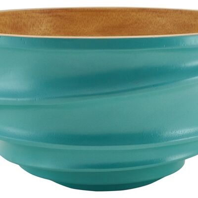 Wooden bowl - fruit bowl - salad bowl - model Twist - light blue - XL (Øxh) 30cm x 15cm